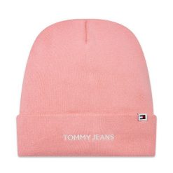 Czapka Tommy Jeans. Czerwone czapki Tommy Jeans, bez wzorów, z jeansu. Za 169.99 zł.