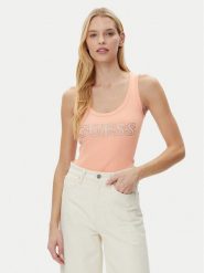 Guess Top W5GP29 KA0H1 Beżowy Regular Fit. Brązowe topy Guess, xs, z aplikacjami, z bawełny, bez kołnierzyka, bez ramiączek. Za 109.99 zł.