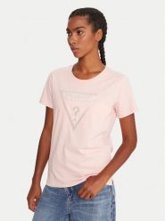 Guess T-Shirt W5BI18 I3Z14 Różowy Regular Fit. Czerwone t-shirty Guess, m, z aplikacjami, z bawełny, bez kołnierzyka, bez ramiączek. Za 239.99 zł.