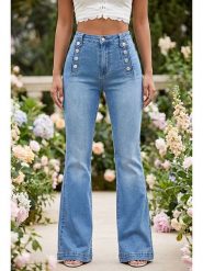 SOULSHAE Dżinsy - Flared fit - w kolorze błękitnym rozmiar: L. Niebieskie jeansy SOULSHAE, l, bez wzorów, z podwyższonym stanem. Za 144.95 zł.