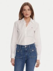 Tommy Hilfiger Koszula WW0WW47169 Biały Regular Fit. Białe koszule TOMMY HILFIGER, bez wzorów, z bawełny, biznesowe, bez kołnierzyka, bez ramiączek. Za 389.99 zł.