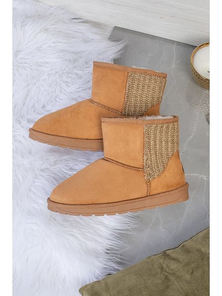 ISLAND BOOT Botki zimowe "Tenny" w kolorze jasnobrązowym rozmiar: 36. Brązowe botki Island Boot, na zimę, bez wzorów, z materiału, bez obcasa, bez zapięcia. Za 134.53 zł.