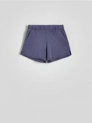 Szorty od piżamy - fioletowy. Fioletowe piżamy Reserved, bez wzorów, z bawełny, bez ramiączek. W wyprzedaży za 49.99 zł.