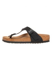Birkenstock Skórzane japonki w kolorze czarnym rozmiar: 41. Czarne klapki Birkenstock, bez wzorów, z otwartym noskiem, bez obcasa. Za 294.95 zł.