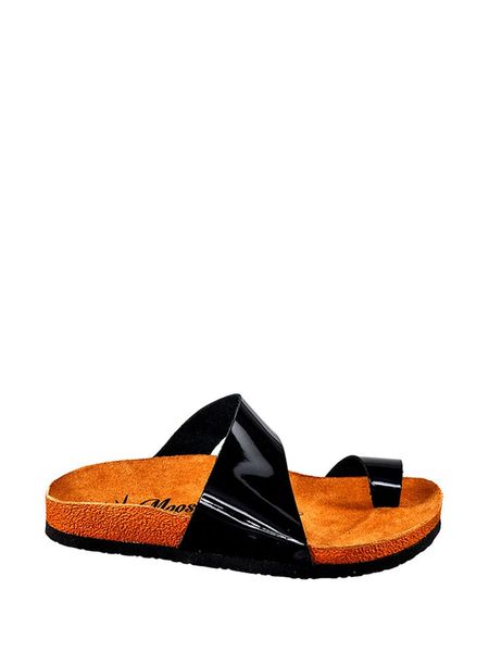 Moosefield Skórzane klapki w kolorze czarnym rozmiar: 40. Czarne klapki Moosefield, bez wzorów, ze skóry, z otwartym noskiem, bez obcasa. Za 140.53 zł.