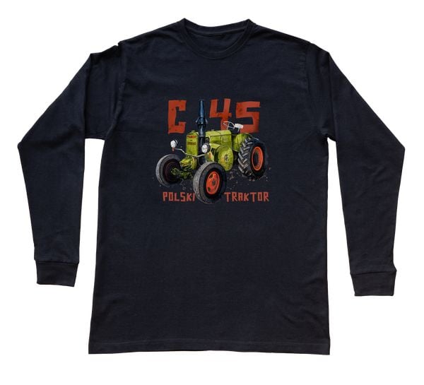 Ursus C-45 — bluzka z długim rękawem (Rozmiar: S (dorosła); Kolor koszulki: czarny; Rodzaj nadruku: Ursus C-45). Czarne bluzki nikiniki, m, bez wzorów, z bawełny, bez kołnierzyka, bez ramiączek. Za 99.00 zł.