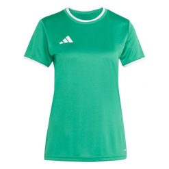 Koszulka damska adidas Entrada Jersey. Białe bluzki Adidas, bez wzorów, z jersey, sportowe, bez kołnierzyka, bez ramiączek. Za 60.99 zł.