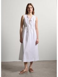 STEFANEL Sukienka w kolorze białym rozmiar: XL. Białe sukienki Stefanel, xl, bez wzorów, z bawełny, bez kołnierzyka, bez ramiączek, midi. Za 217.99 zł.