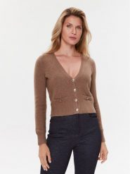 Guess Kardigan W3BR15 Z2QA0 Brązowy Regular Fit. Brązowe kardigany Guess, l, z aplikacjami, z syntetyku. Za 239.99 zł.