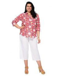 Aller Simplement Bluzka w kolorze czerwonym rozmiar: 54-58. Czerwone bluzki Aller Simplement, bez wzorów, z bawełny, klasyczne, bez kołnierzyka, bez ramiączek. Za 69.99 zł.