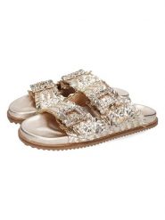 MELVIN & HAMILTON Skórzane klapki "Eve 1" w kolorze złotym rozmiar: 38. Żółte klapki Melvin & Hamilton, bez wzorów, z otwartym noskiem, bez obcasa. Za 347.99 zł.