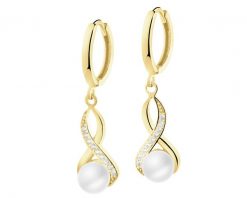 Złote kolczyki z perłami i cyrkoniami. Żółte kolczyki Apart, z cyrkonią, złote. Za 3,129.00 zł.