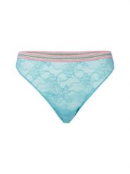 Mey Stringi Kobiety niebieski jednolity, S. Niebieskie stringi Mey, bez wzorów, z koronki. Za 139.95 zł.