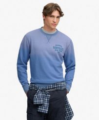 Superdry Bluza Block Text z dekoltem okrągłym, bawełna-poliester. Niebieskie bluzy Superdry, l, bez wzorów, z bawełny, bez kaptura. Za 371.25 zł.