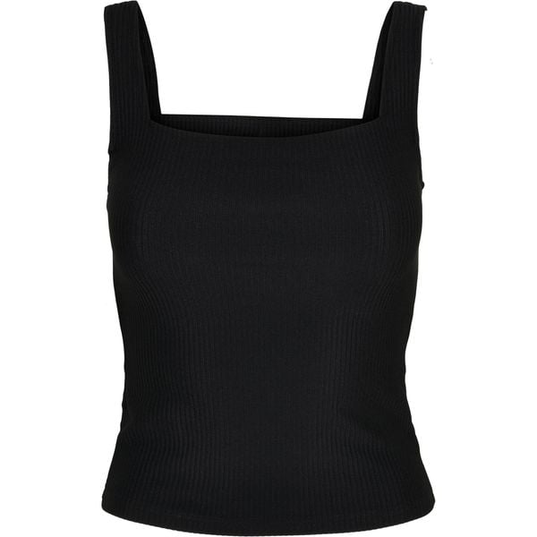 Damski tank top Urban Classics ladies squard neckline rib(GT). Czarne topy Urban Classics, bez wzorów, bez kołnierzyka, bez ramiączek. Za 160.50 zł.