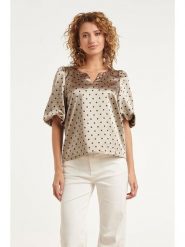 Smashed Lemon Bluzka w kolorze jasnobrązowym rozmiar: XL. Brązowe bluzki Smashed Lemon, xl, bez wzorów, bez kołnierzyka, bez ramiączek. Za 122.45 zł.