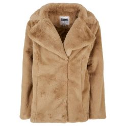 Płaszcz damski Urban Classics Lapel Teddy. Brązowe płaszcze Urban Classics, na zimę, s, bez wzorów, bez kaptura. Za 382.40 zł.