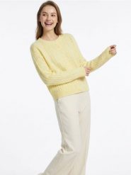 Kardigan z dekoracyjnym splotem - żółty. Żółte kardigany Sinsay, l, bez wzorów, ze splotem. Za 49.99 zł.