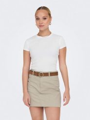 ONLY Koszulka w kolorze białym rozmiar: XL. Białe bluzki Only, xl, bez wzorów, z bawełny, bez kołnierzyka, bez ramiączek. Za 50.83 zł.