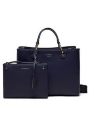 Emporio Armani Torebka EW000360 AF12036 MB051 Granatowy. Niebieskie torebki klasyczne Emporio Armani, bez wzorów, ze skóry, bez dodatków. Za 979.99 zł.