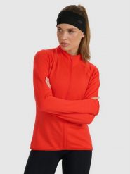 4F Bluza do biegania regular szybkoschnąca damska - czerwona M. Czerwone bluzy 4f, m, bez wzorów, z materiału, bez kaptura. Za 199.99 zł.