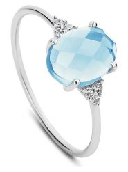 DIA DIAMONDS Srebrny pierścionek z diamentami i topazem rozmiar: 58. Niebieskie pierścionki DIA DIAMONDS, z diamentem, srebrne. Za 232.78 zł.