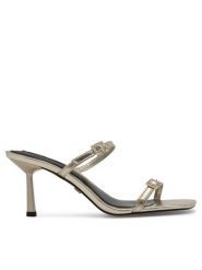 Nine West Klapki ZL23005-1CC Złoty. Żółte klapki Nine West, bez wzorów, ze skóry, bez obcasa. Za 189.99 zł.