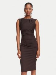 Rinascimento Sukienka koktajlowa CFC0130327003 Brązowy Slim Fit. Brązowe sukienki Rinascimento, s, bez wzorów, z syntetyku, wizytowe, bez kołnierzyka, bez ramiączek. Za 529.99 zł.