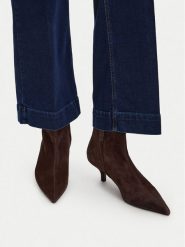 GINO ROSSI Botki EO-26004-01 Brązowy ciemny. Brązowe botki Gino Rossi, bez wzorów, ze skóry, bez obcasa, na szpilce, bez zapięcia. Za 399.99 zł.