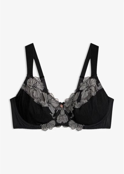 Biustonosz minimizer z wyściełanymi ramiączkami. Czarne biustonosze bonprix, bez wzorów. Za 69.99 zł.