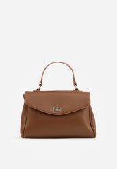 Brązowa Torebka Typu Kuferek z Rączką i Klapą z Paskiem Crossbody Phoebyne. Brązowe torebki klasyczne Renee, bez wzorów, z jeansu, bez dodatków. Za 119.99 zł.