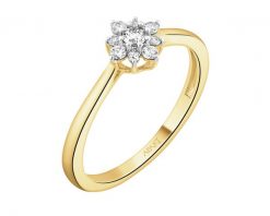 Pierścionek z żółtego złota z brylantami - 0,15 ct - próba 585. Żółte pierścionki Apart, z brylantem, złote. Za 2,790.00 zł.