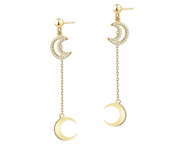 Kolczyki srebrne z cyrkoniami - Księżyce. Szare kolczyki Apart, z cyrkonią, pozłacane. Za 299.00 zł.