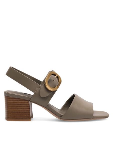 Gino Rossi Sandały V155-25-2 Khaki. Brązowe sandały Gino Rossi, bez wzorów, ze skóry, bez obcasa, na słupku, bez zapięcia. Za 249.99 zł.