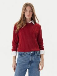 Tommy Hilfiger Sweter Fine WW0WW44993 Czerwony Regular Fit. Czerwone swetry TOMMY HILFIGER, xl, bez wzorów, z bawełny, bez ramiączek. Za 559.99 zł.