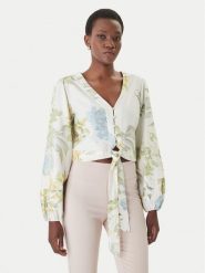 Guess Bluzka W6GHA4 W2565 Kremowy Regular Fit. Białe bluzki Guess, l, z aplikacjami, z wiskozy, bez kołnierzyka, bez ramiączek. Za 524.99 zł.