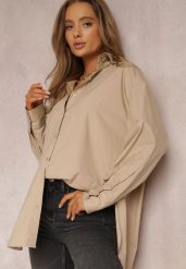 Beżowa Koszula Bawełniana Aquida. Brązowe koszule Renee, l, bez wzorów, z bawełny, bez kołnierzyka, bez ramiączek. Za 119.99 zł.