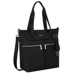 Jednokomorowa, czarna shopperka damska zamykana suwakiem Peterson PTN CTY-19. Czarne shopper Peterson, bez wzorów, bez dodatków. Za 89.99 zł.