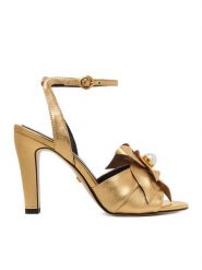 GINO ROSSI Sandały CEO-ROSE-LT2158-2 Złoty. Żółte sandały Gino Rossi, bez wzorów, ze skóry, bez obcasa, na słupku, bez zapięcia. Za 429.99 zł.