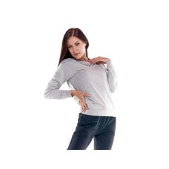 Damska bluza z okrągłym dekoltem Greysongreys i kryształkami. Szare bluzy LEONE 1947 APPAREL, l, bez wzorów, z tkaniny, bez kaptura. Za 164.19 zł.