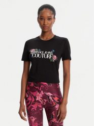 Versace Jeans Couture T-Shirt 79HAHB00 CJB01 Czarny Regular Fit. Czarne t-shirty Versace Jeans Couture, l, bez wzorów, z bawełny, bez kołnierzyka, bez ramiączek. Za 709.99 zł.