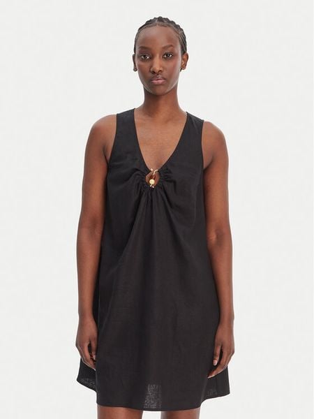 Seafolly Sukienka letnia Palermo 55508-DR Czarny Regular Fit. Czarne sukienki Seafolly, na lato, l, bez wzorów, z wiskozy, bez kołnierzyka, bez ramiączek. Za 509.99 zł.