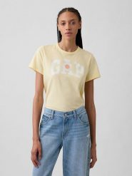 GAP Koszulka w kolorze żółtym rozmiar: S. Żółte bluzki GAP, s, bez wzorów, z bawełny, bez kołnierzyka, bez ramiączek. Za 53.17 zł.