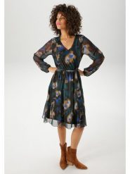 Aniston Sukienka w kolorze czarno-morsko-karmelowym rozmiar: 38. Czarne sukienki Aniston, bez wzorów, bez kołnierzyka, bez ramiączek, midi. Za 95.69 zł.