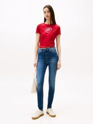 TOMMY JEANS Dżinsy "Nora" - Skinny fit - w kolorze granatowym rozmiar: W26/L30. Niebieskie jeansy Tommy Jeans, l, z aplikacjami, z podwyższonym stanem. Za 200.60 zł.