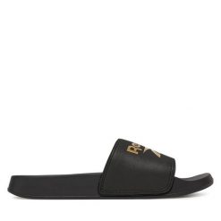 Klapki Reebok. Czarne klapki Reebok, bez wzorów, bez obcasa. Za 89.99 zł.