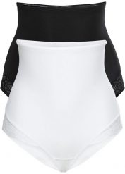 Figi panty shape (2 pary), lekki stopień modelowania sylwetki. Czarne figi bonprix, bez wzorów, z bawełny. Za 94.99 zł.