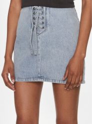 ROTATE Spódnica jeansowa Denim Laced Mini 1120101468 Niebieski Regular Fit. Niebieskie spódnice ROTATE, bez wzorów, z bawełny, mini. Za 529.99 zł.