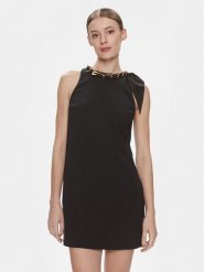 Elisabetta Franchi Sukienka koktajlowa AB-573-41E2-V400 Czarny Regular Fit. Czarne sukienki Elisabetta Franchi, bez wzorów, z syntetyku, wizytowe, bez kołnierzyka, bez ramiączek. Za 2,639.00 zł.