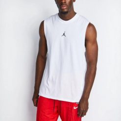 Tshirt Homme Tshirt Nike JUMPMAN SPRT SLVLS TOP Blanc Blanc. Białe t-shirty Nike, m, bez wzorów, bez kołnierzyka, bez ramiączek. Za 159.00 zł.